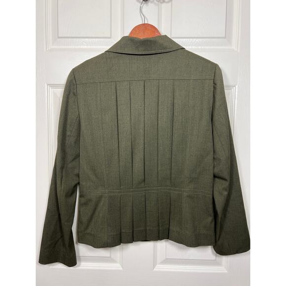 Lafayette 148 New York Wool Green Pleated Back Career Business Blazer 8 - Picture 4 of 6